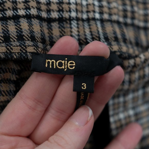 SOLD Maje Parma Jacquard Plaid Wide Leg Pants Academia Preppy Nerdcore GG11 - Picture 6 of 9